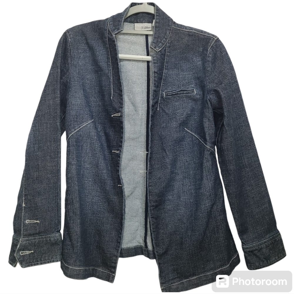 Chicos Platinum denim Jean jacket‎ | spandex no buttons size small